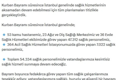 İstanbul’da Kurban Bayramı’nda 54 bin 334 personel görev yapacak
