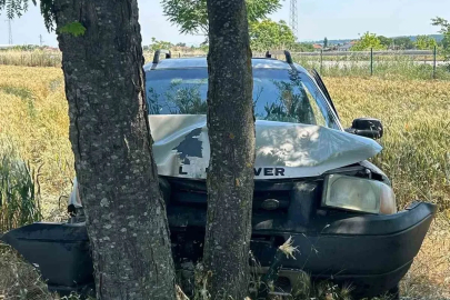Babaeski’de ağaçlara çarpan otomobilin sürücüsü yaralandı
