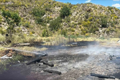 Ormanlık alana düşen yıldırım yangına neden oldu
