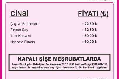 Bursa’da çay ve kahve fiyatlarına yüzde 30 zam
