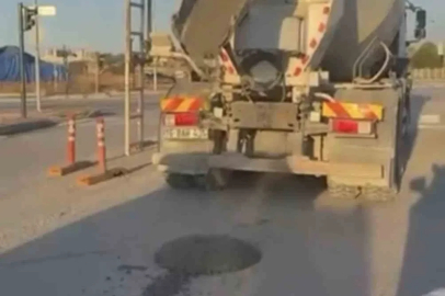 Bursa’da yola beton döken mikser sürücüsüne tepki
